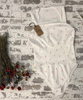 Ivory Mini Rose Ribbed Bodysuit