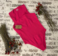 Raspberry Ribbed Square-Neck Bodysuit