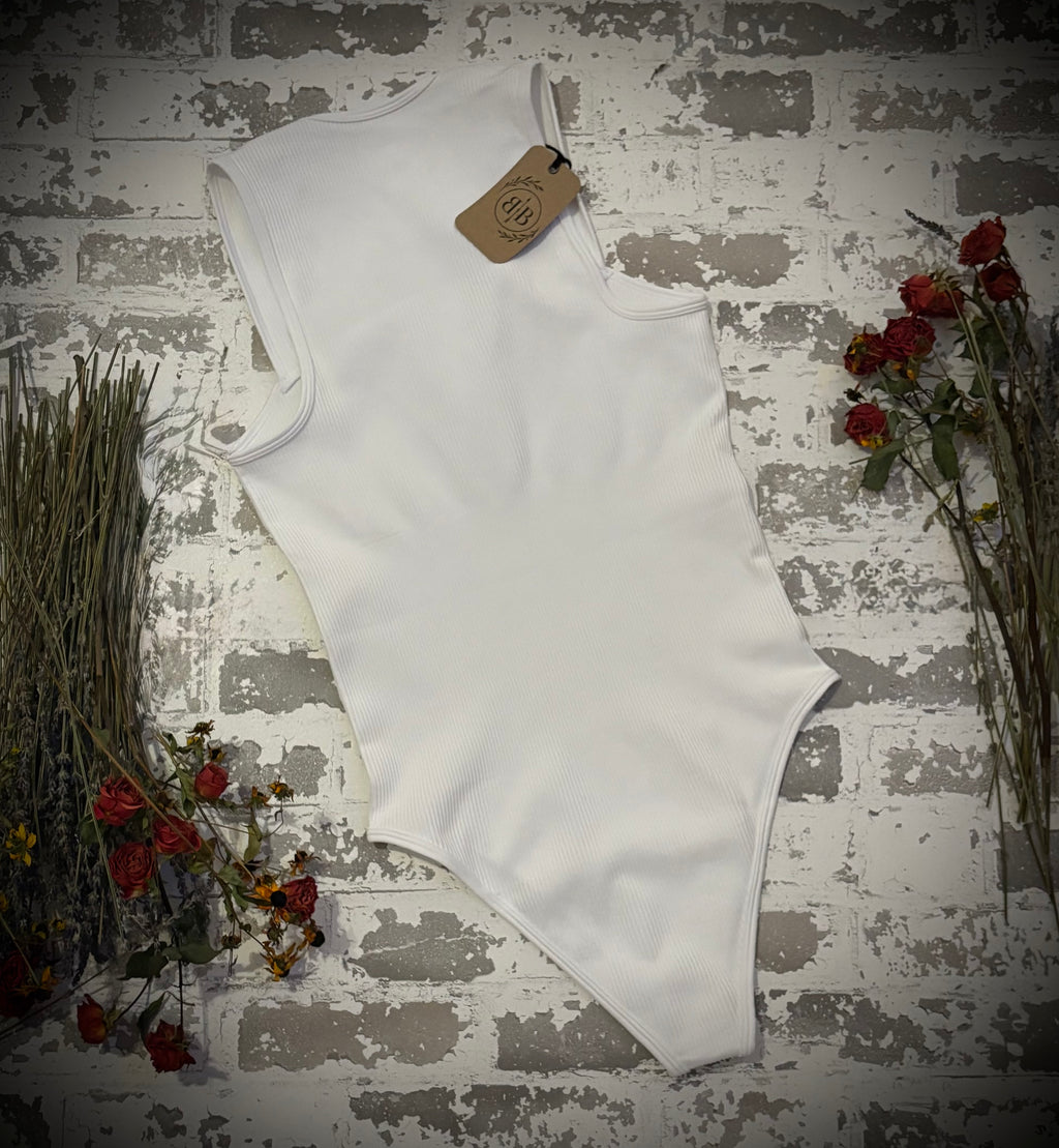Ivory Ribbed Henley Bodysuit