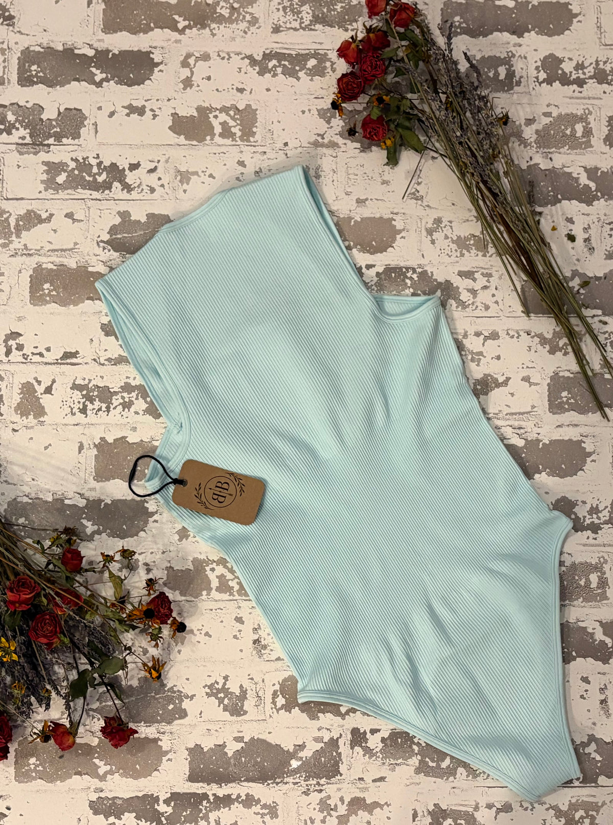 Seafoam Ribbed Square-Neck Bodysuit