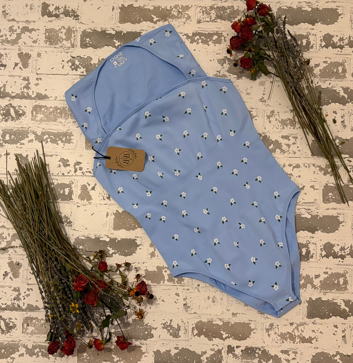 Powder Blue Mini Floral Bodysuit