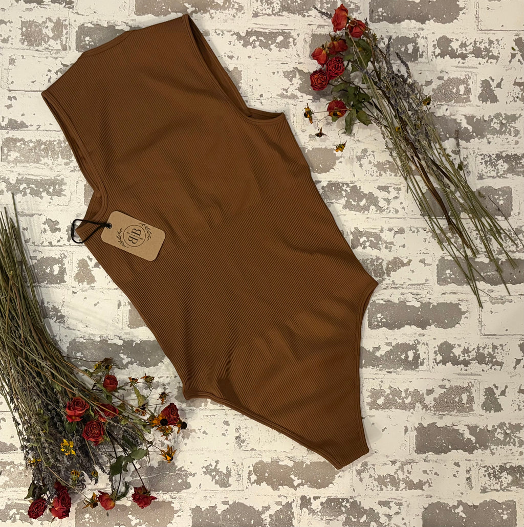 Espresso Ribbed Square-Neck Bodysuit