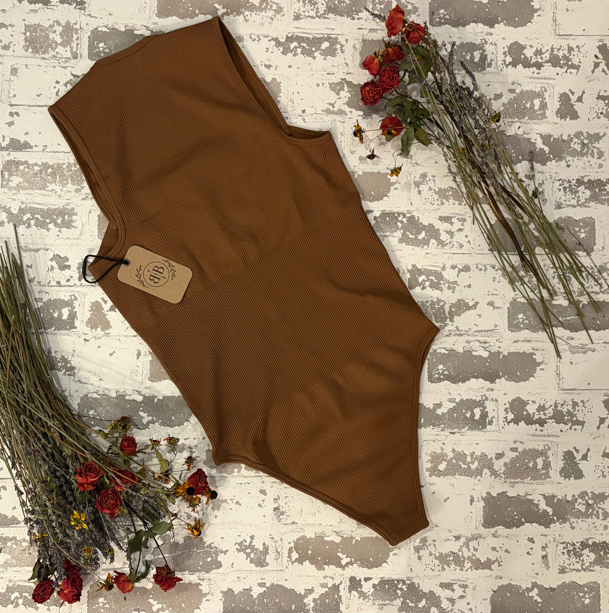 Espresso Ribbed Square-Neck Bodysuit