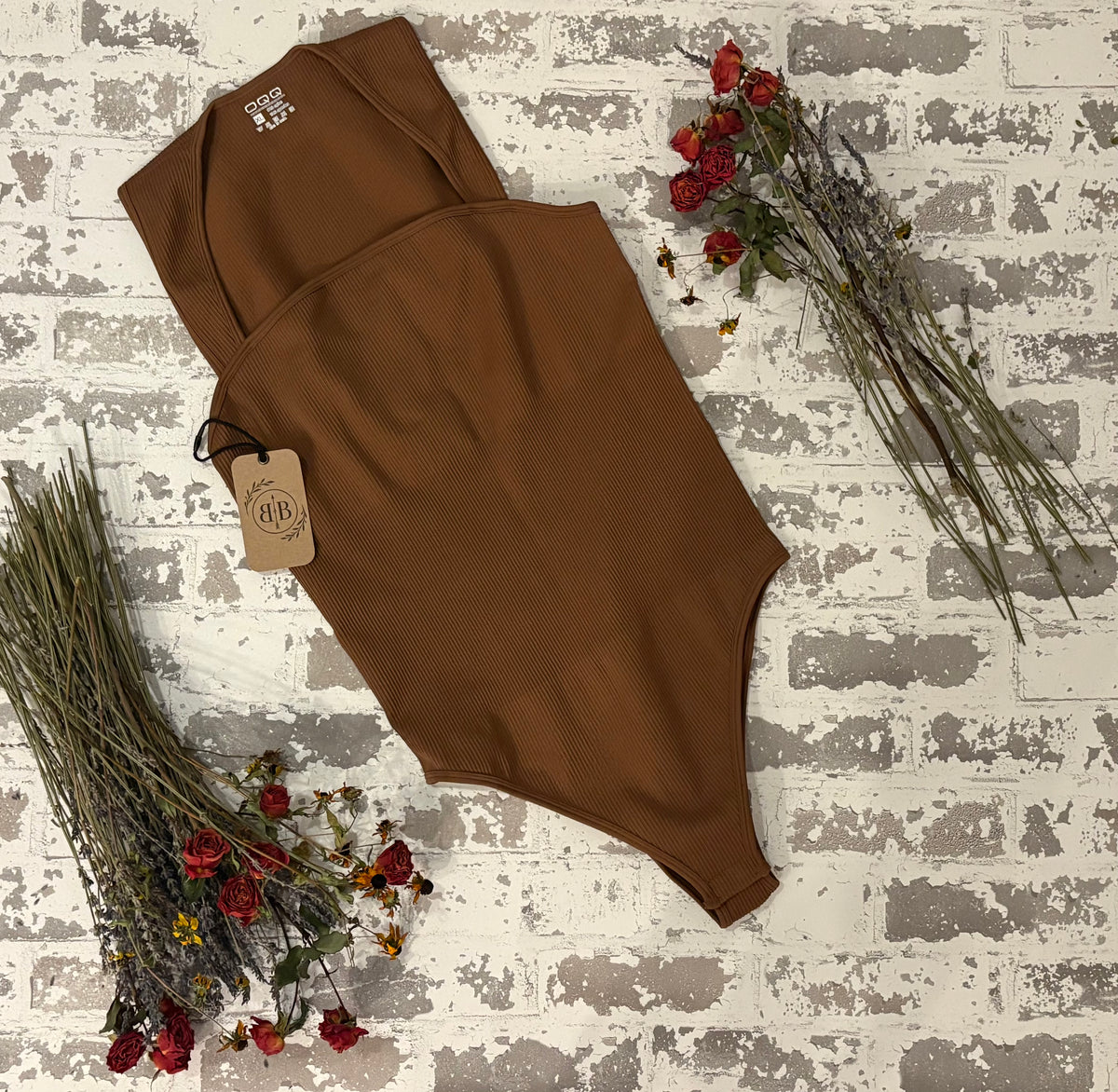 Espresso Ribbed Square-Neck Bodysuit