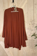 Rust Open-Front Longline Cardigan