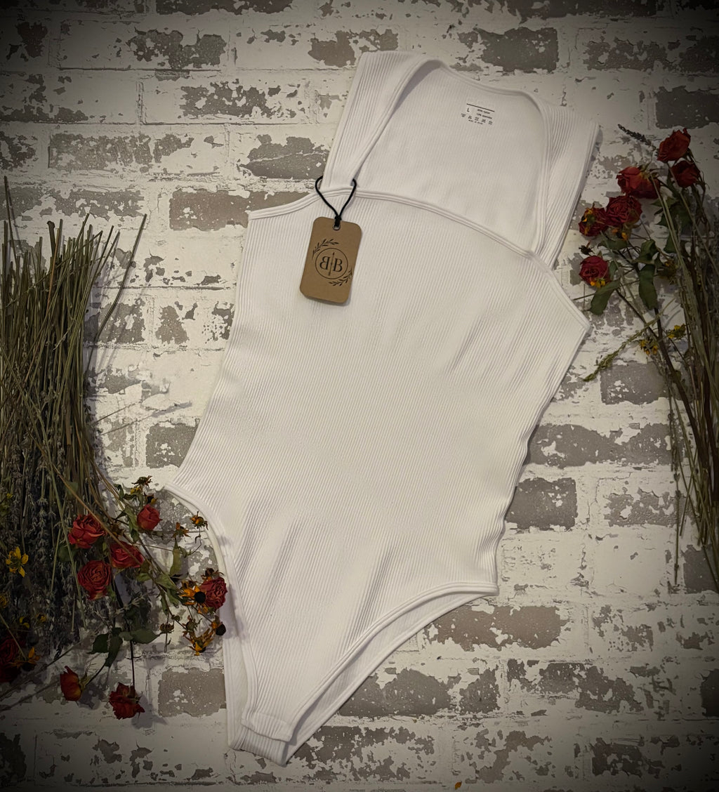 Ivory Ribbed Henley Bodysuit
