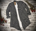 Charcoal & Ivory Striped Open-Front Cardigan