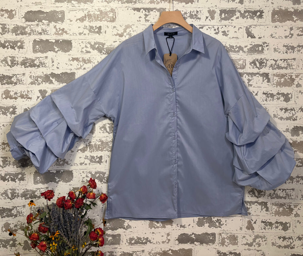 The Juliette Ruffle Sleeve Button-Down