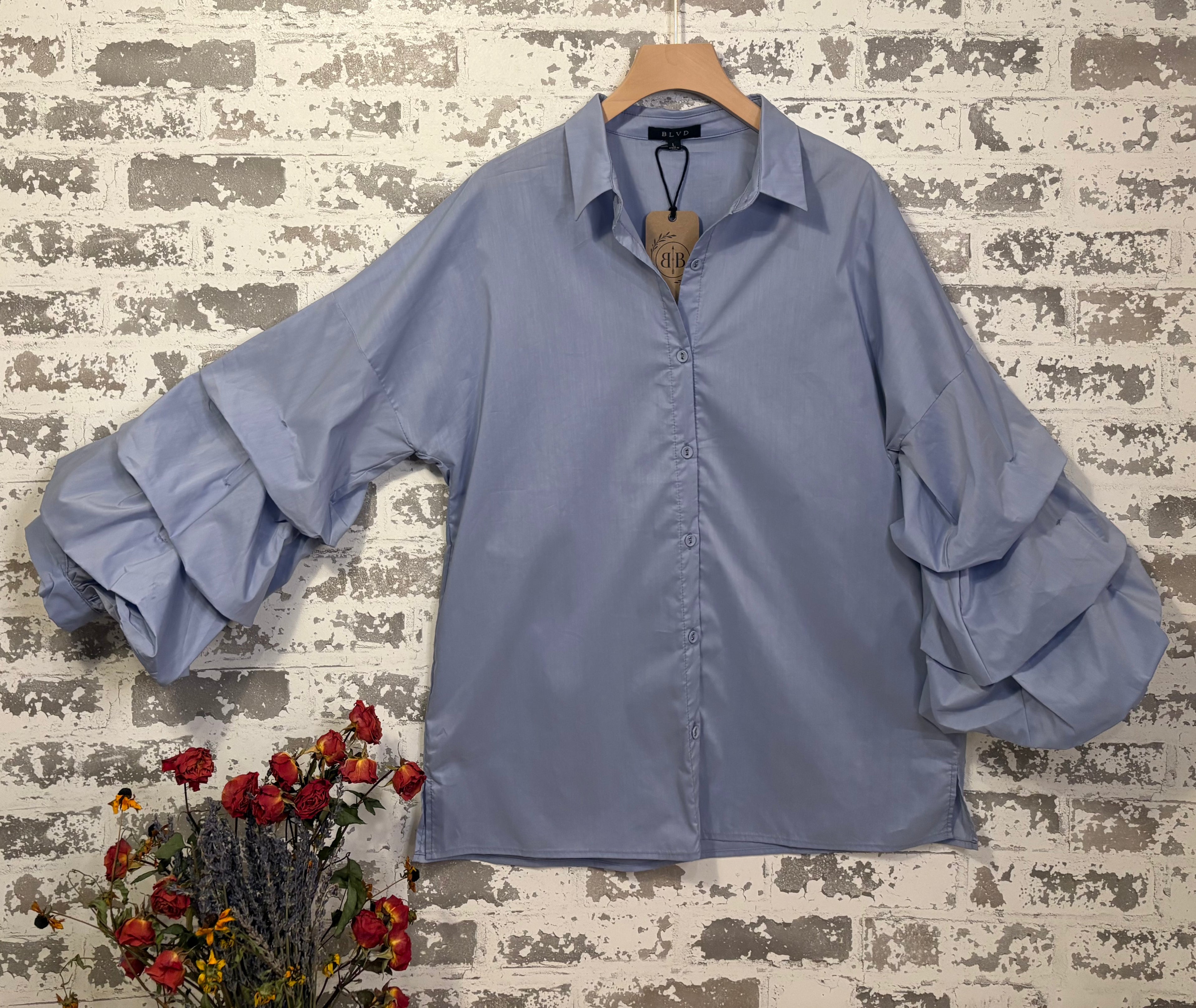 The Juliette Ruffle Sleeve Button-Down